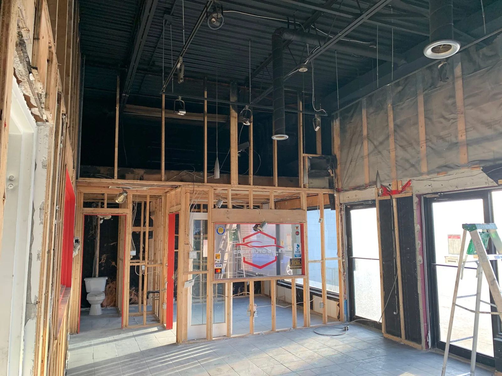 Commercial interior framing in progress