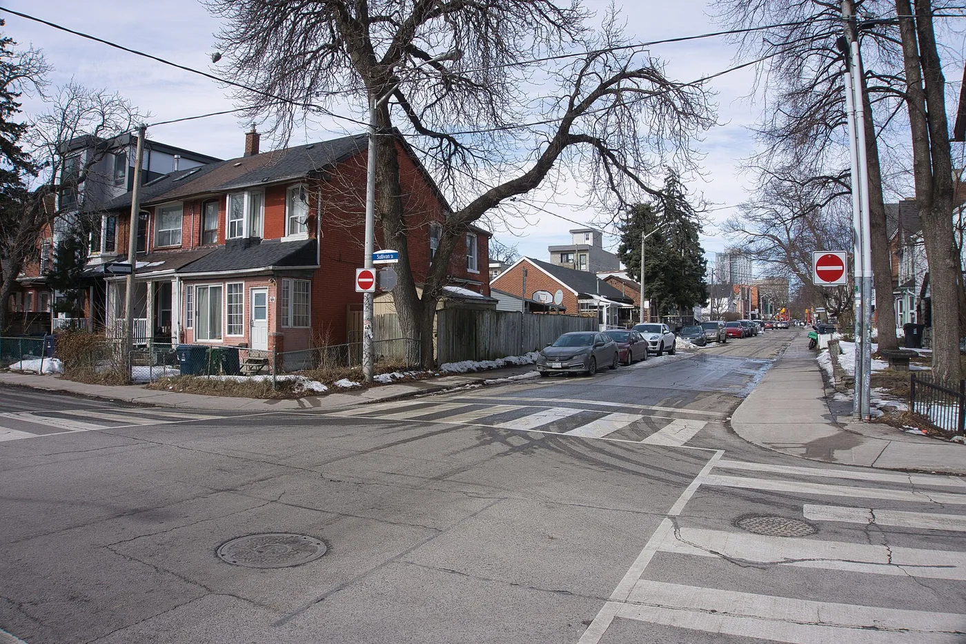 Toronto residential street with semi-detached homes