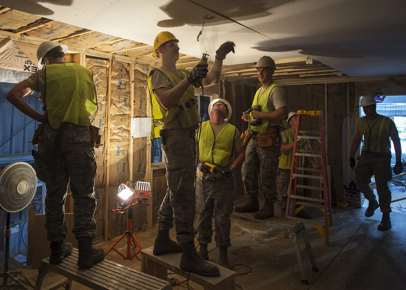 Crew working inside a building under renovation