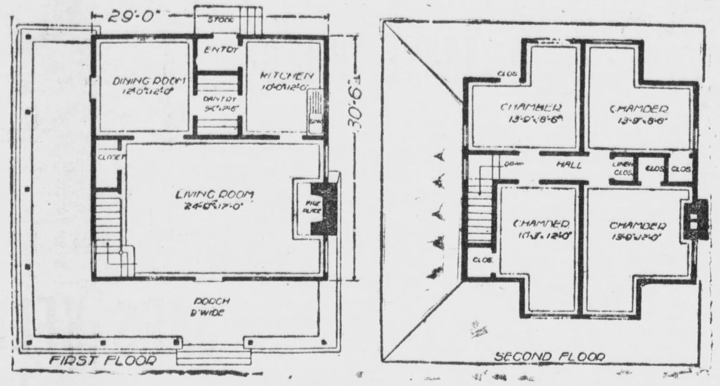 First and second floor plan of a house