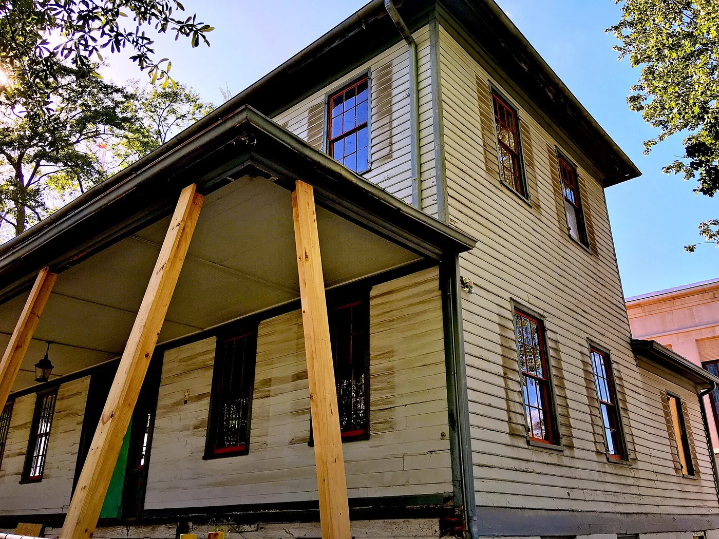 Porch rebuilt on a two-storey house