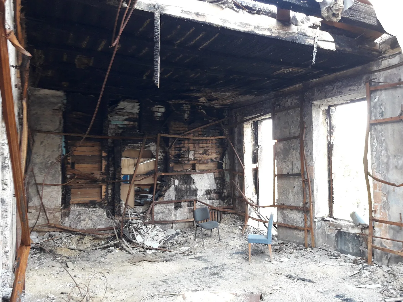 Room interior after a house fire