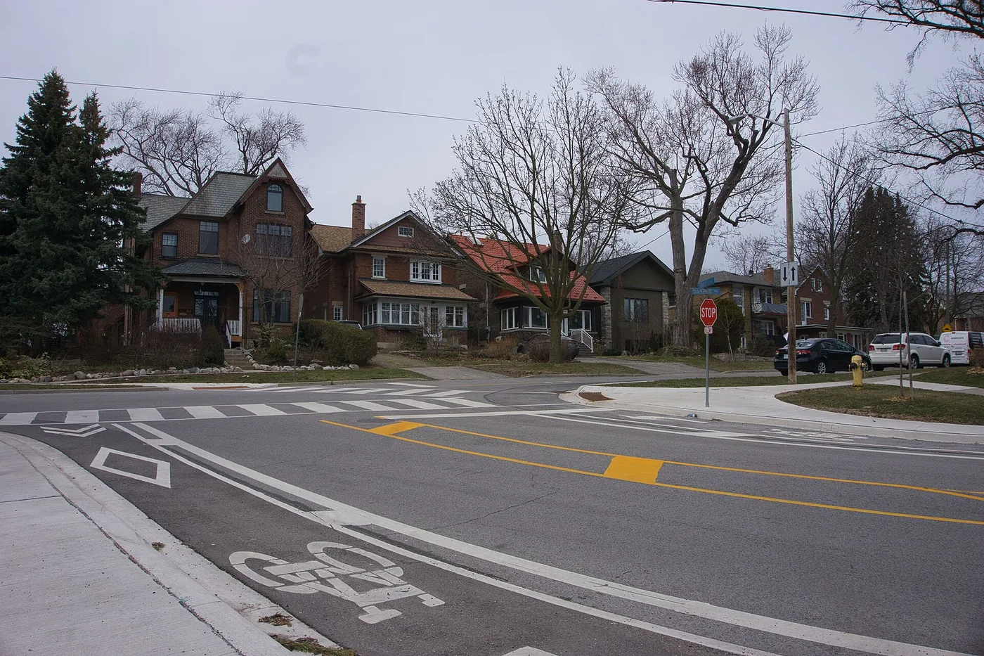 Older houses on a quiet Toronto street