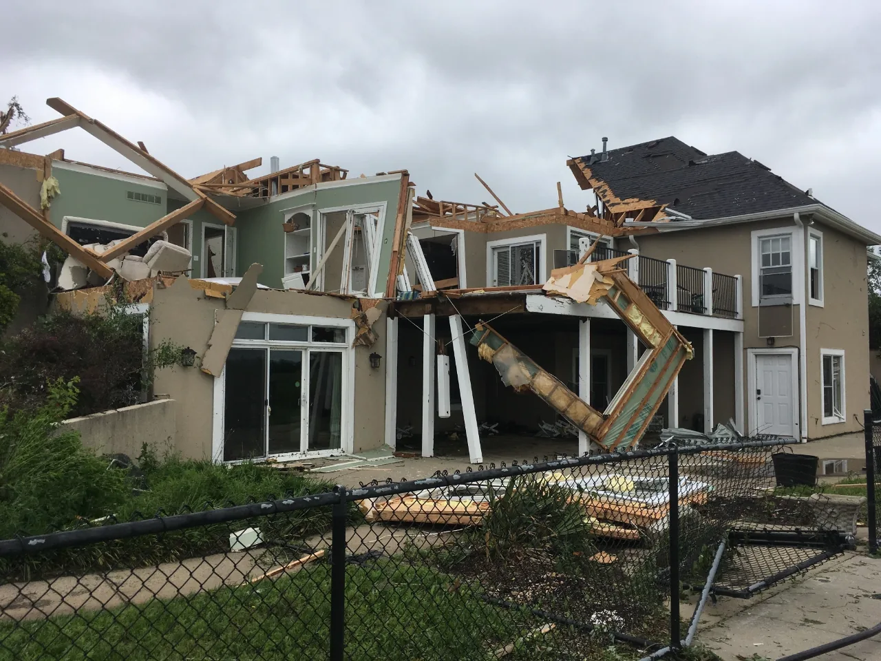 House heavily damaged by a storm